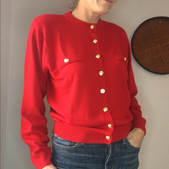 🍒VTG red cardigan sweater - Picture 2 of 8